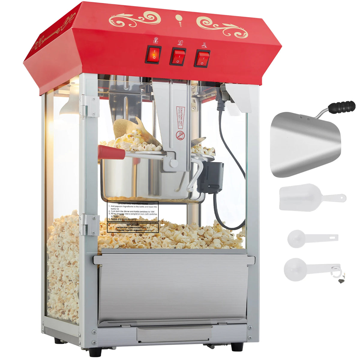 SucceBuy Commercial Electric Popcorn Maker With Stainless Steel Kettle