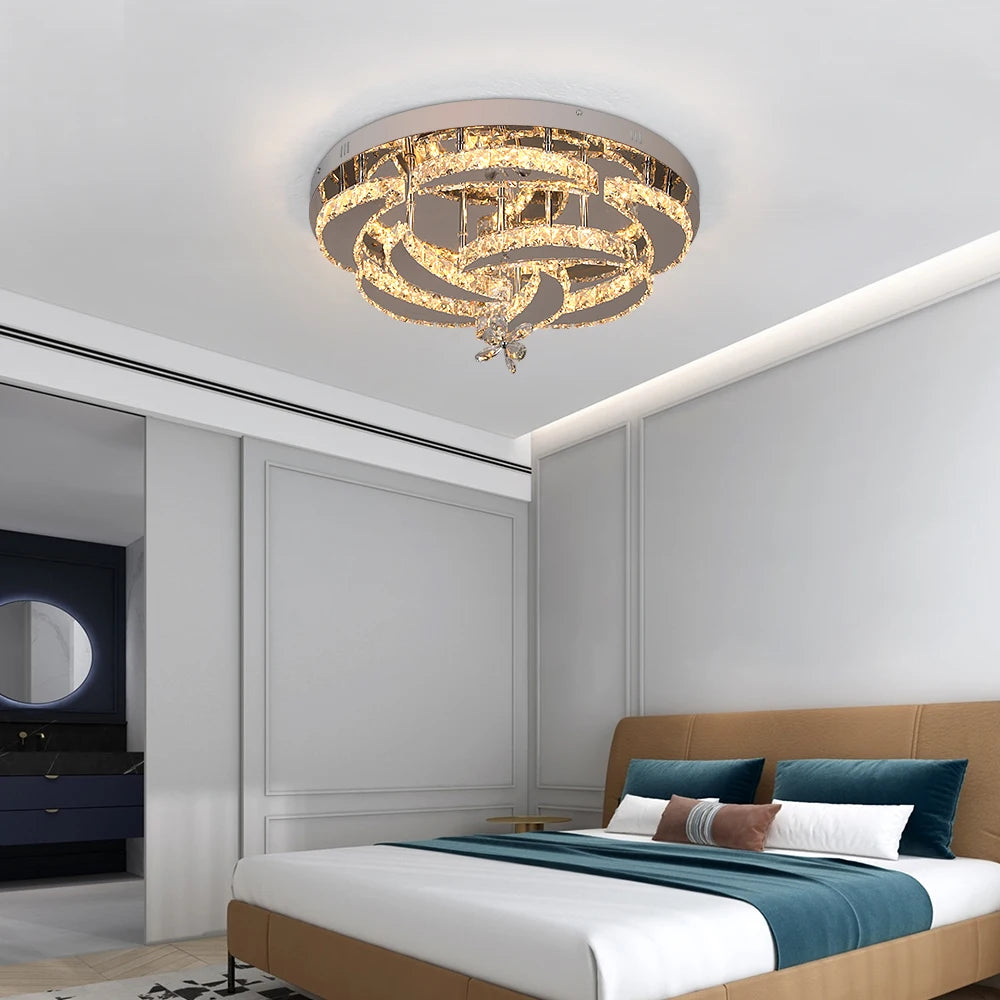 GreeLustr Modern Crystal Led Ceiling Chandelier Light Fixture