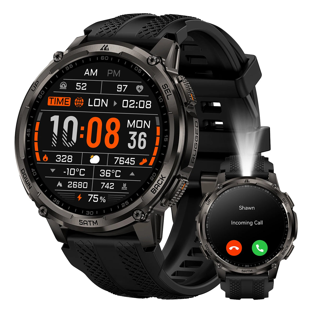 KOSPET Tank T4C Men Rugged Smartwatch With GPS And Flashlight