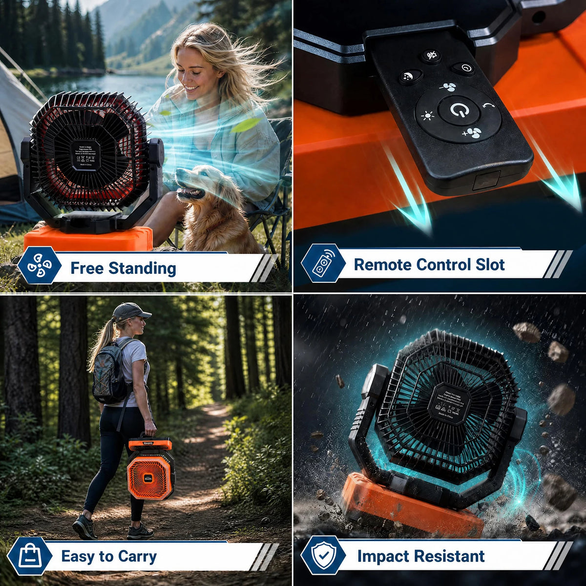 HiMISS Portable Camping Fan With Remote And Battery