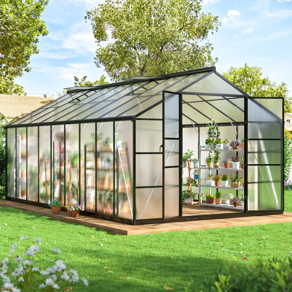 VIWAT Polycarbonate Greenhouse Aluminum Frame With UV Protection