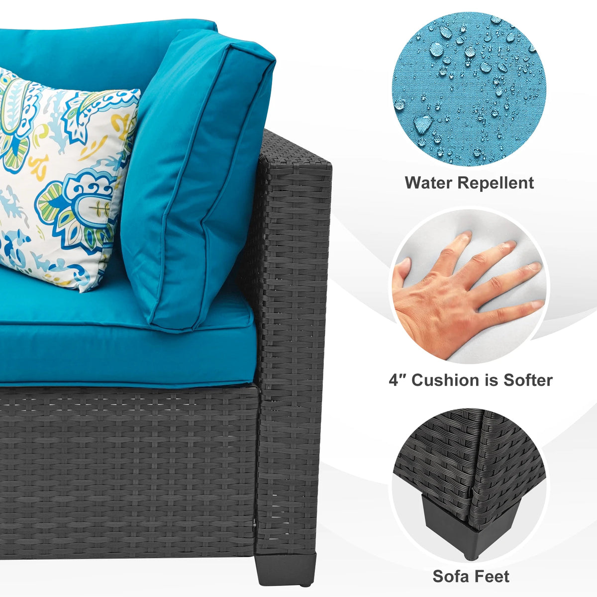 Modern Style Wicker All Weather Outdoor Patio Conversation Furniture Set