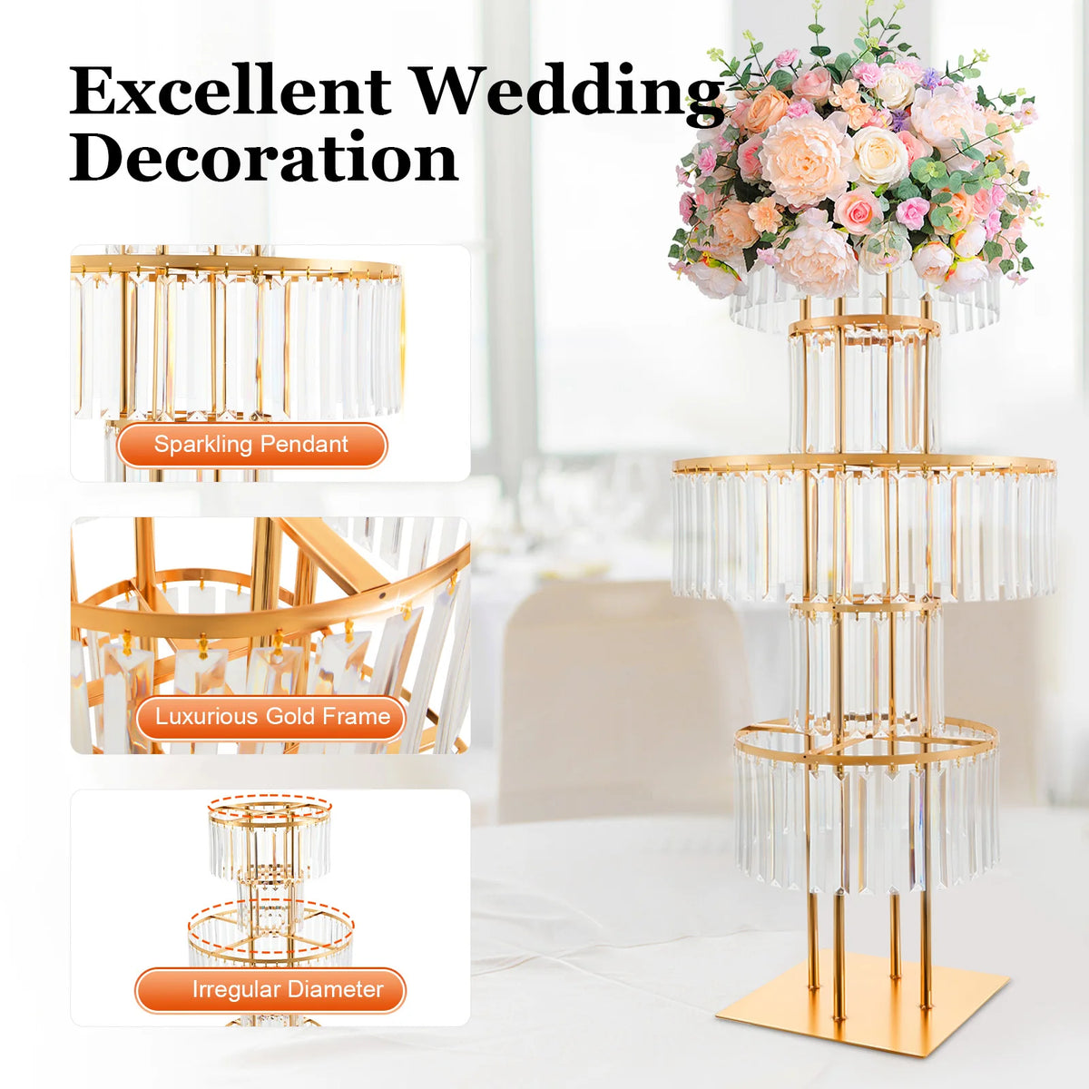 Acrylic Wedding Flower Stand Five Tier Centerpiece Display Rack