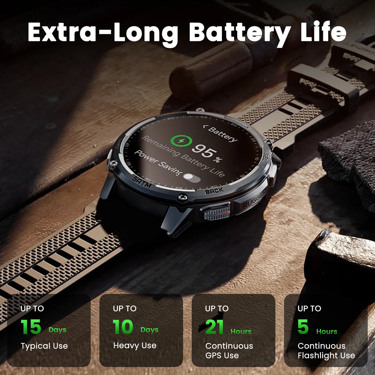 KOSPET Tank T4C Men Rugged Smartwatch With GPS And Flashlight