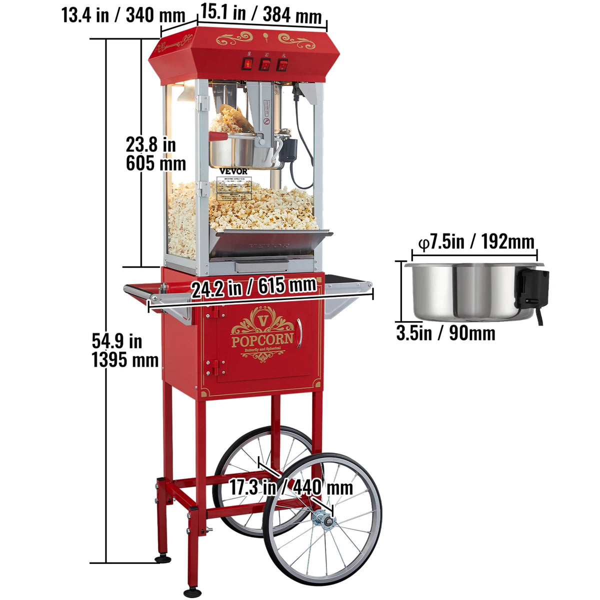 SucceBuy Commercial Electric Popcorn Maker With Stainless Steel Kettle