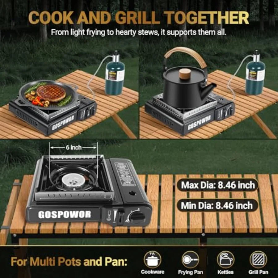 Portable Dual Fuel Propane Butane Stove With Windblocker And Automatic Ignition