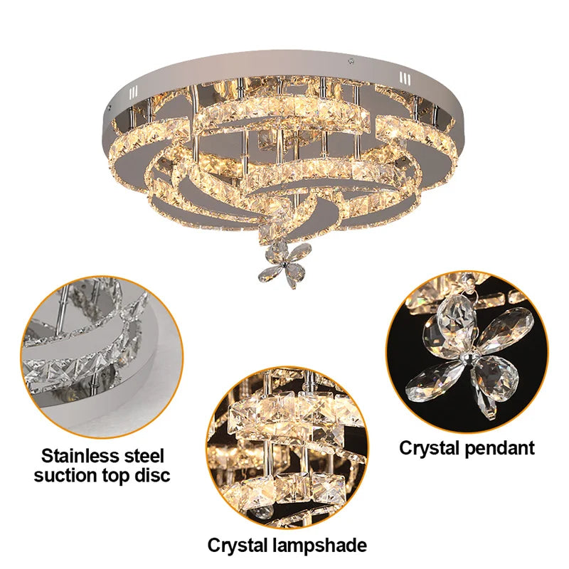 GreeLustr Modern Crystal Led Ceiling Chandelier Light Fixture