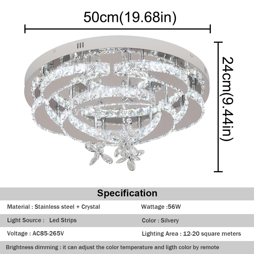 GreeLustr Modern Crystal Led Ceiling Chandelier Light Fixture