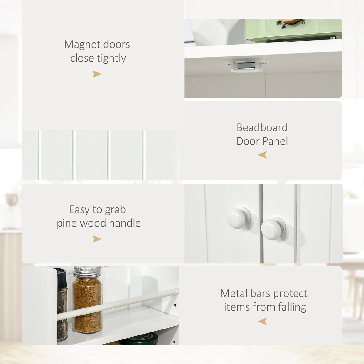 HOMCOM Modern Freestanding Pantry Cabinet With Adjustable Shelves