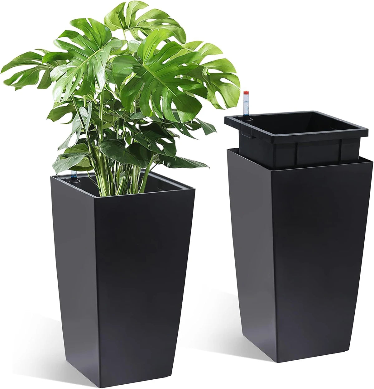 TWISTER.CK Rectangular Planters With Drainage And Water Level Monitor