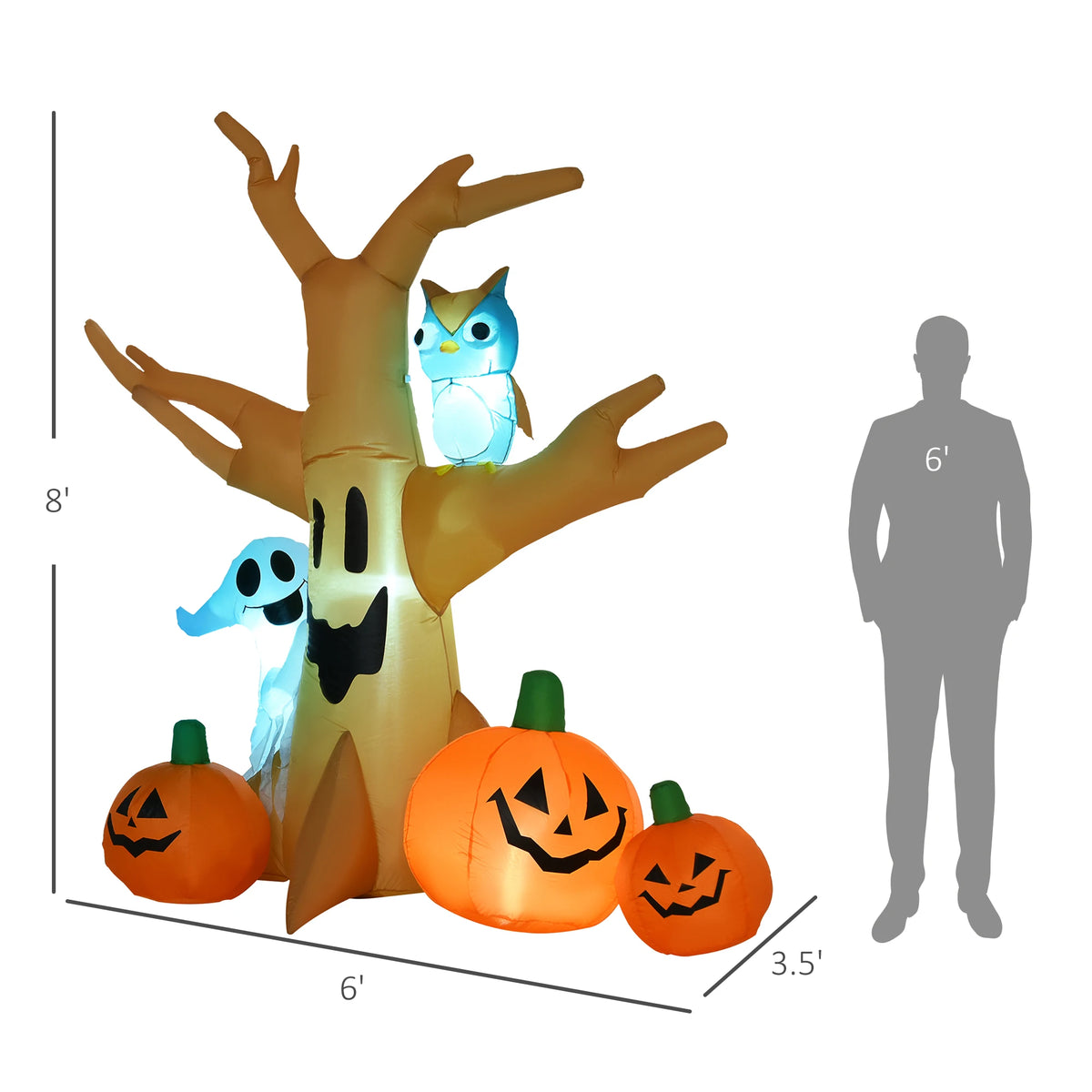 HOMCOM Inflatable Halloween Ghost Tree Outdoor Yard Decoration