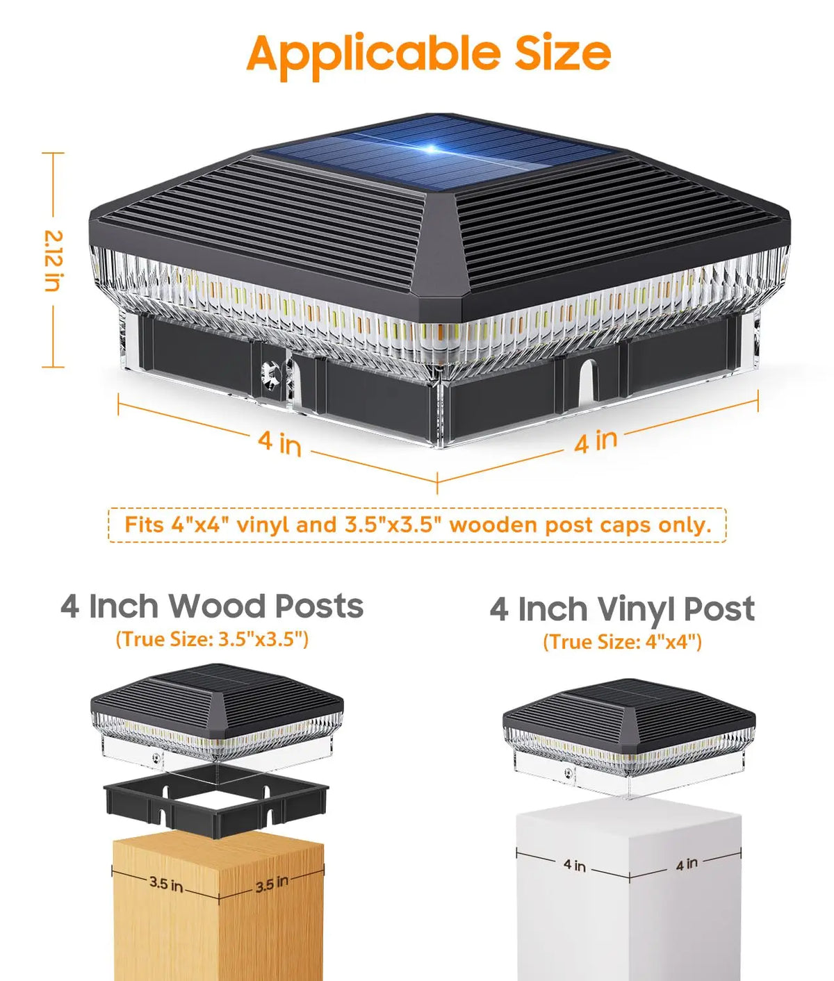 Kpstek Solar Post Cap Lights With Automatic Mode Waterproof Outdoor