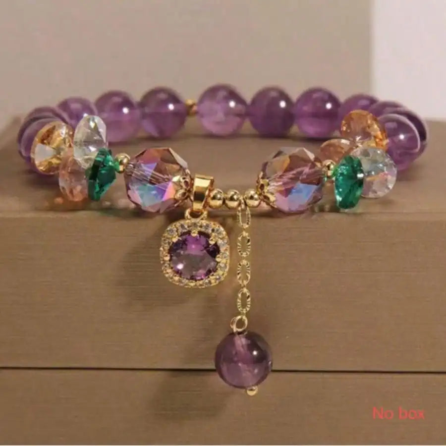 Chic Hologram Rhinestone Glass Pendant Bracelet For Women