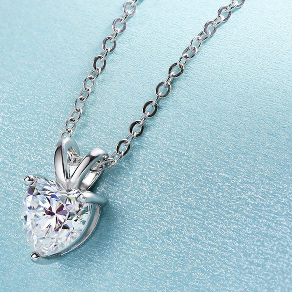 CBTB Sterling Silver Moissanite Cross Heart Pendant Necklace for Women