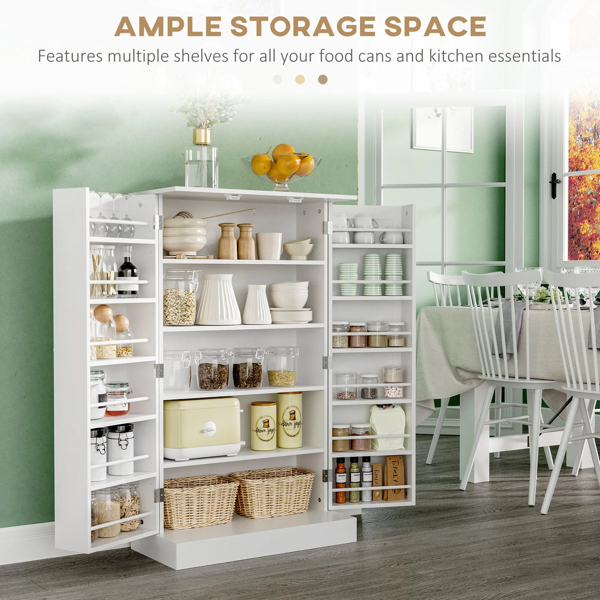 HOMCOM Modern Freestanding Pantry Cabinet With Adjustable Shelves