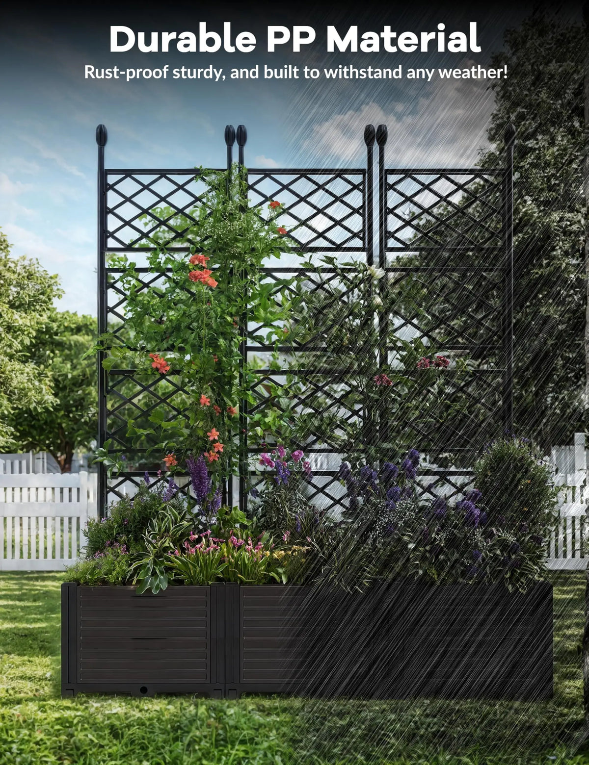 HiMISS Modern Raised Garden Bed Planter With Trellis