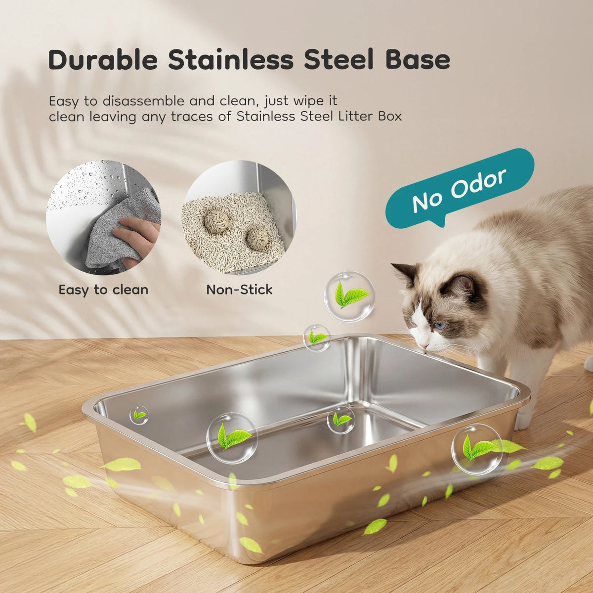 JHK Premium Fully Enclosed Stainless Steel Cat Litter Box