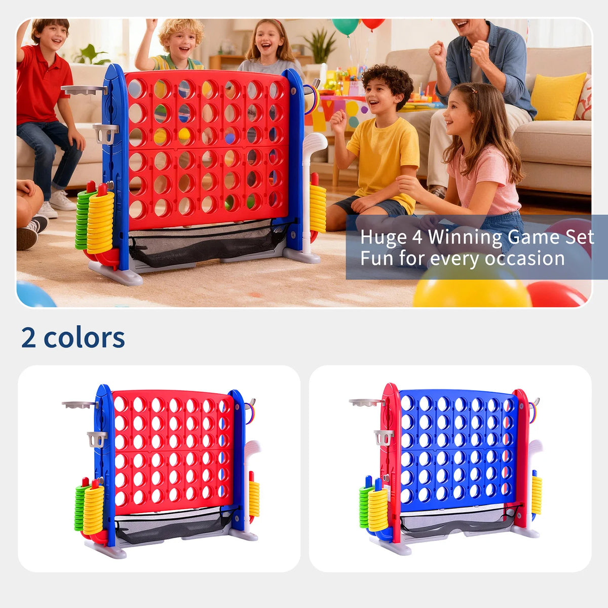 Giant Four In A Row Basketball And Ring Toss Yard Game