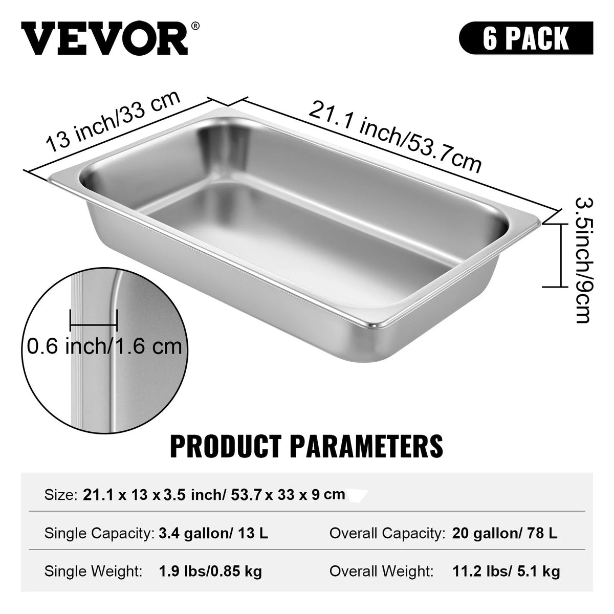 SucceBuy Stainless Steel Buffet Chafing Dish Steam Table Pan