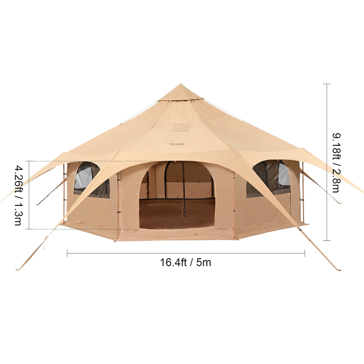 SucceBuy Canvas Bell Tent With Stove Ventilation For Camping