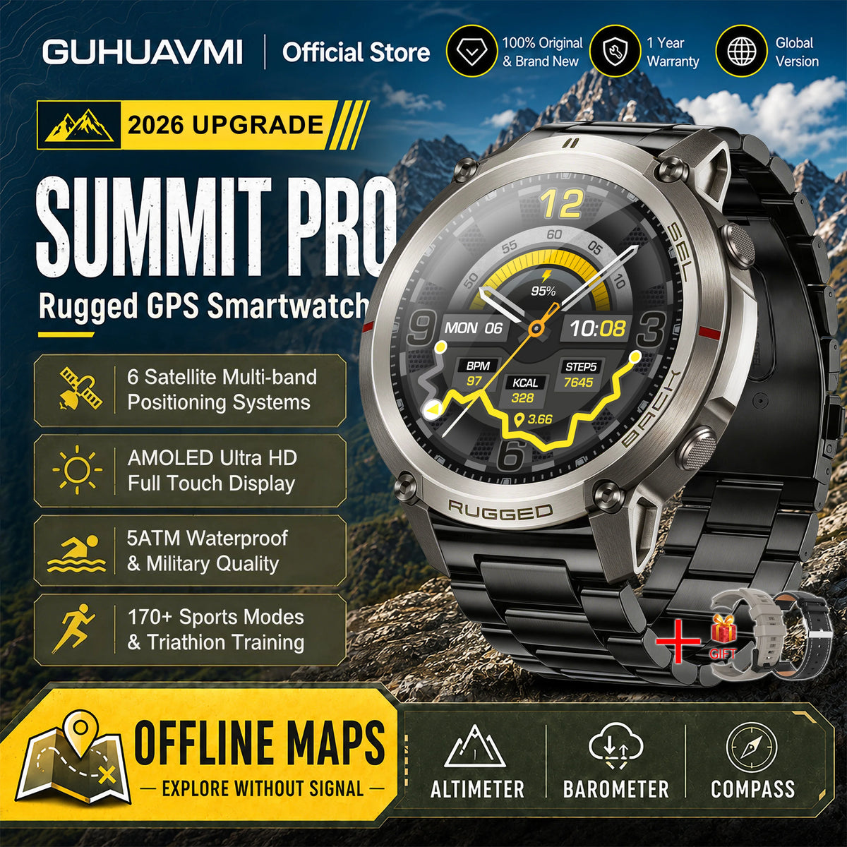 Professional GPS Smart Watch With Offline Maps And Sports Tracking