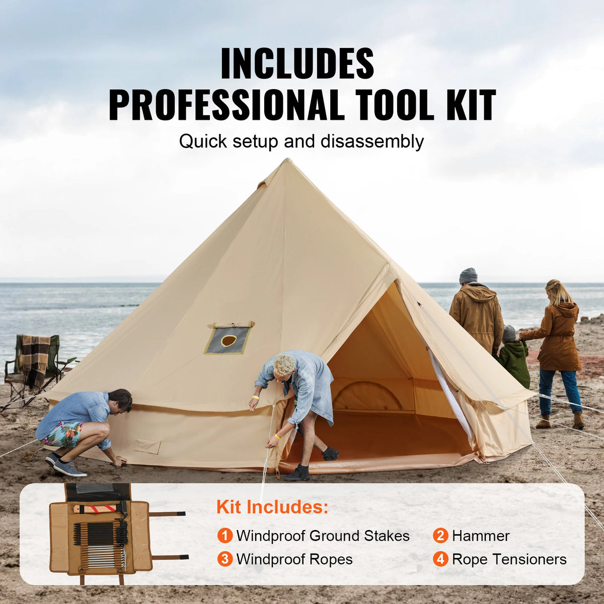 SucceBuy Canvas Bell Tent With Stove Ventilation For Camping