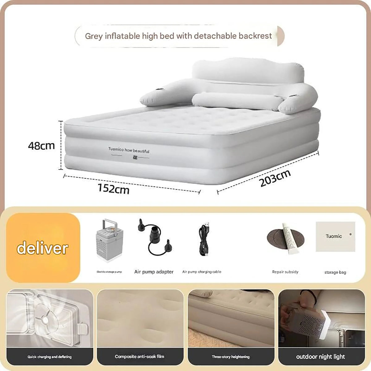 Automatic Inflatable Camping Mattress With Built In Pump