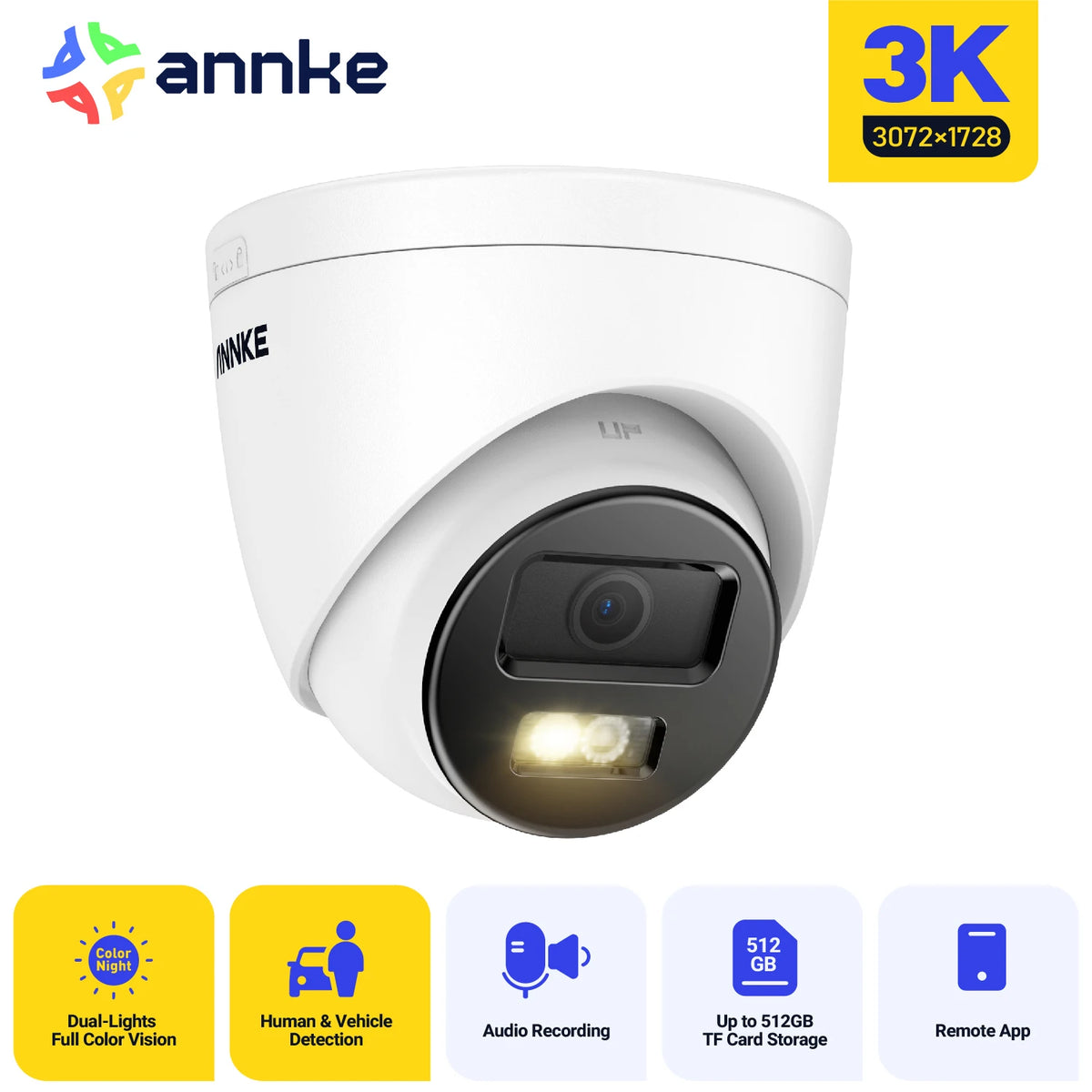 ANNKE 12MP 3K Outdoor PoE Security Camera With Night Vision