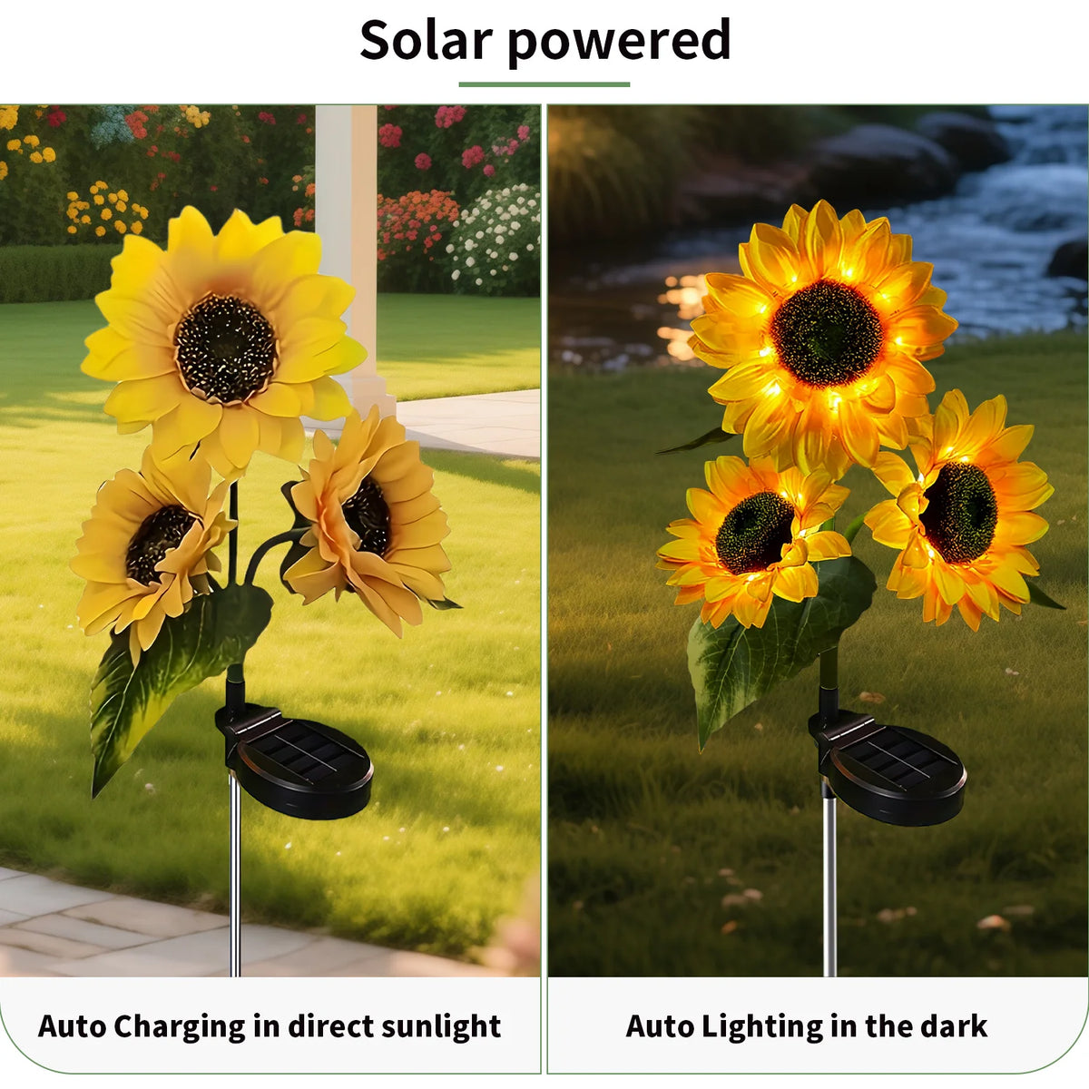 LEDOOR Solar Sunflower LED Garden Light With Push Button