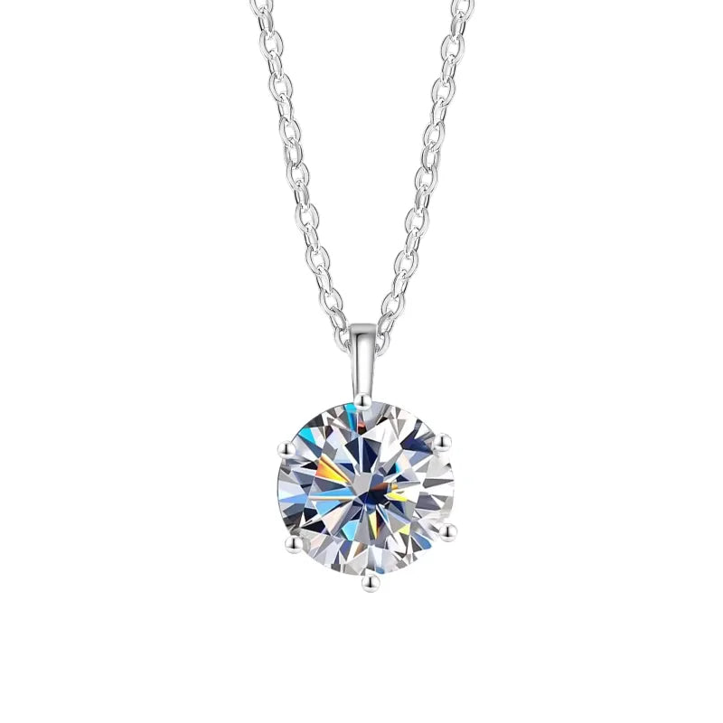 Stunning Moissanite Pendant Necklace On Sterling Silver Chain For Women