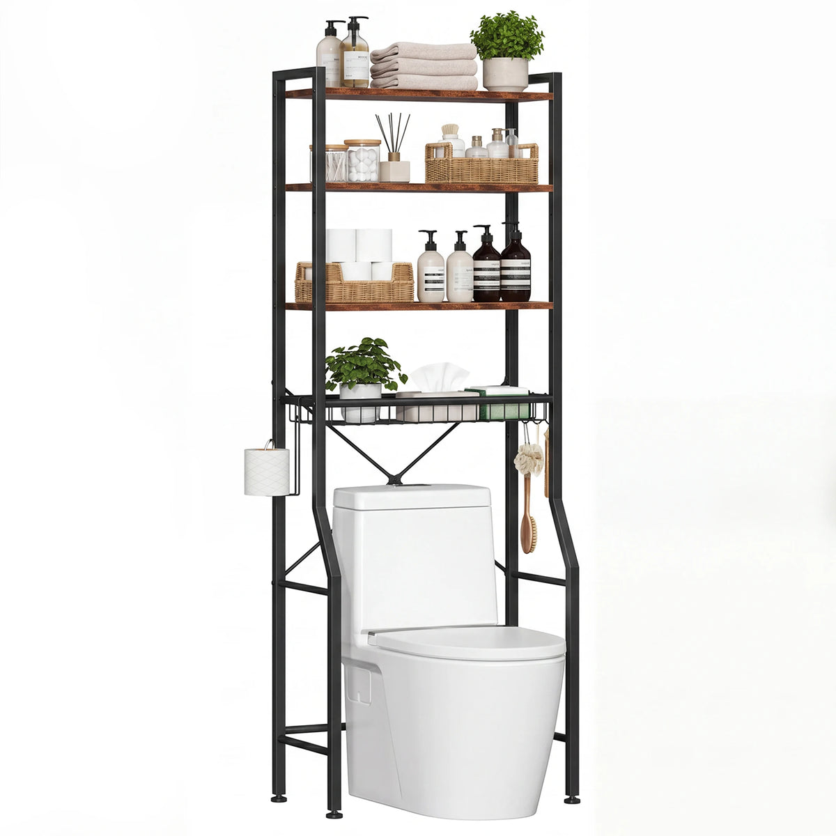 JHK Four Tier Over Toilet Bathroom Storage Organizer Shelf