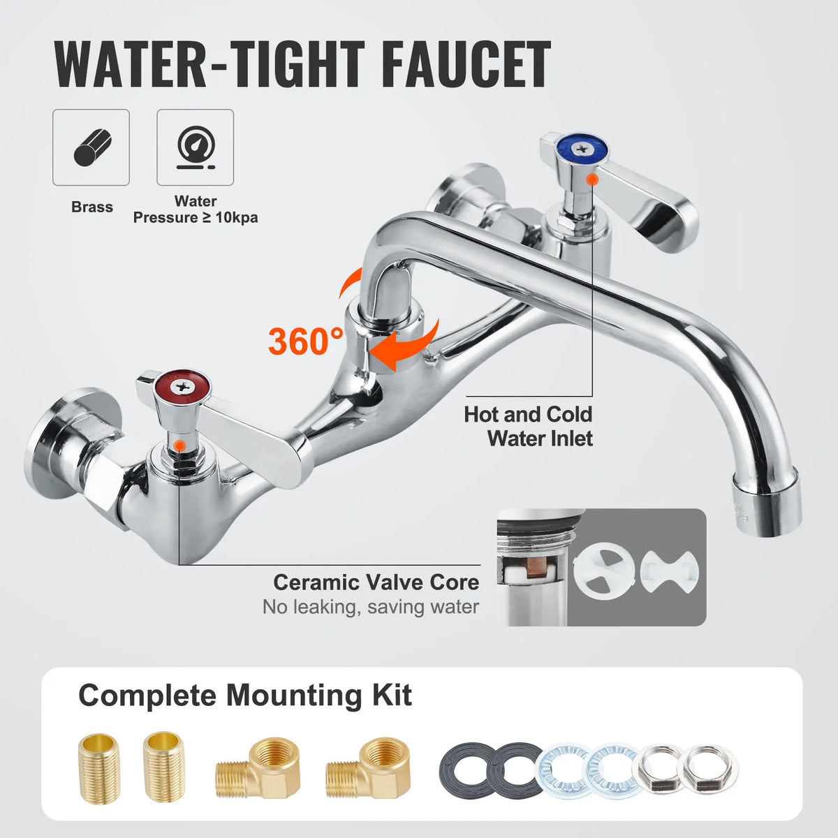 SucceBuy Stainless Steel Single Bowl Commercial Utility Sink With Faucet