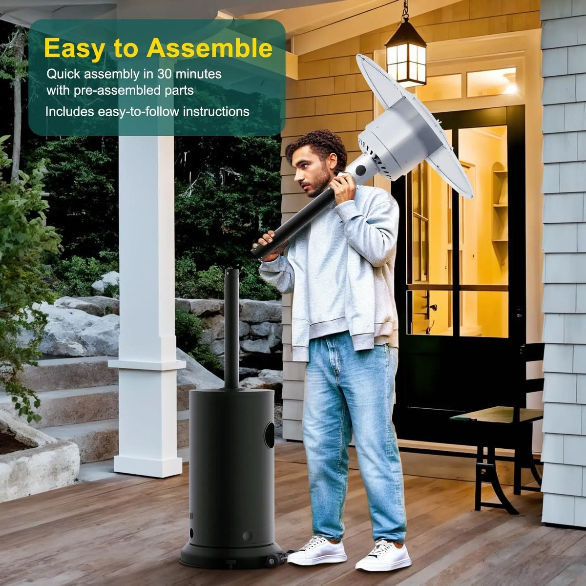 DishyKooker 48000 BTU Propane Patio Heater With Triple Safety Protection