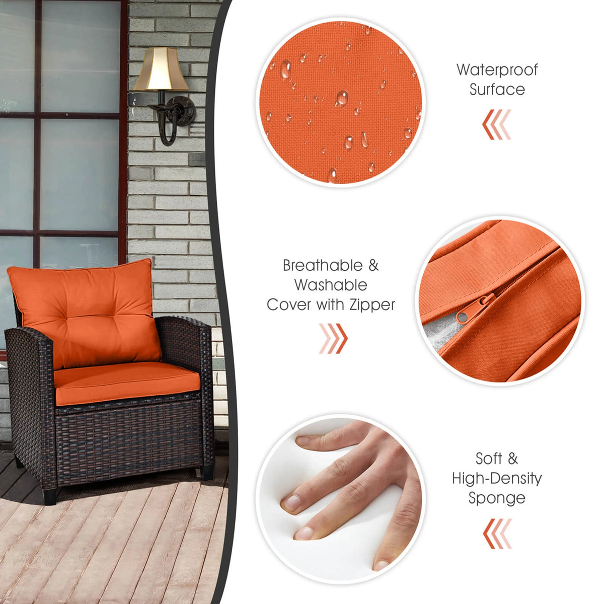 Homasis Patio Rattan Furniture Set With Cushion Sofa