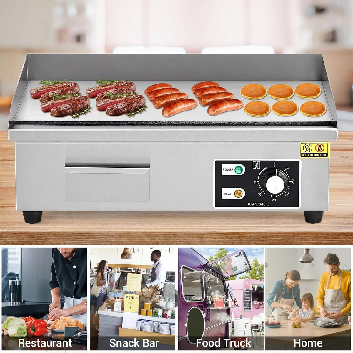 Tacleekii Commercial Electric Griddle With Adjustable Temperature Control