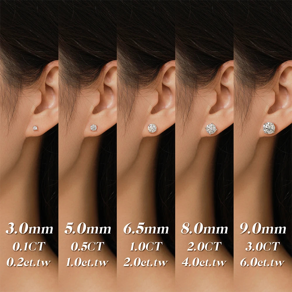 Attagems Four Claw Moissanite Stud Earrings S925 Sterling Silver