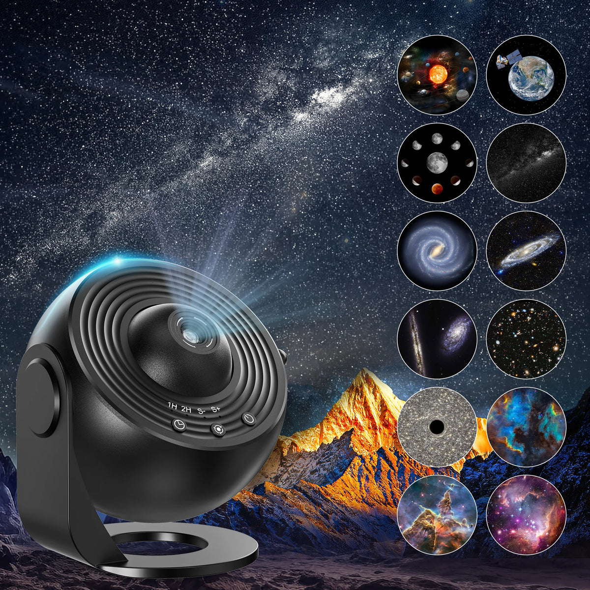 Aiopp Rotating Galaxy Star Projector Planetarium Night Light For Decor