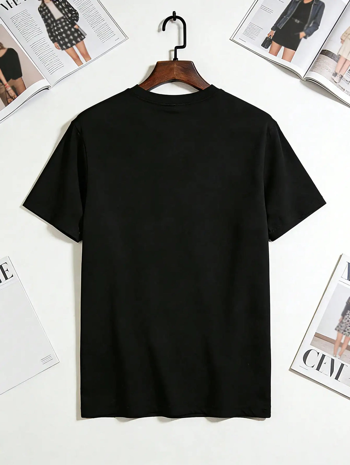 Mens Cross Inscription Print Crew Neck Casual Cotton T Shirt