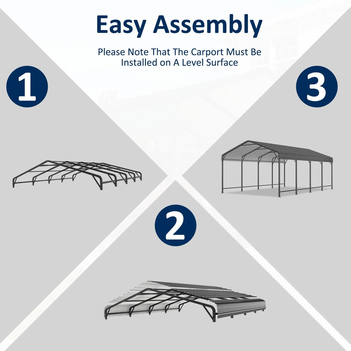 VIWAT Heavy Duty Galvanized Metal Carport Shelter With Reinforced Base
