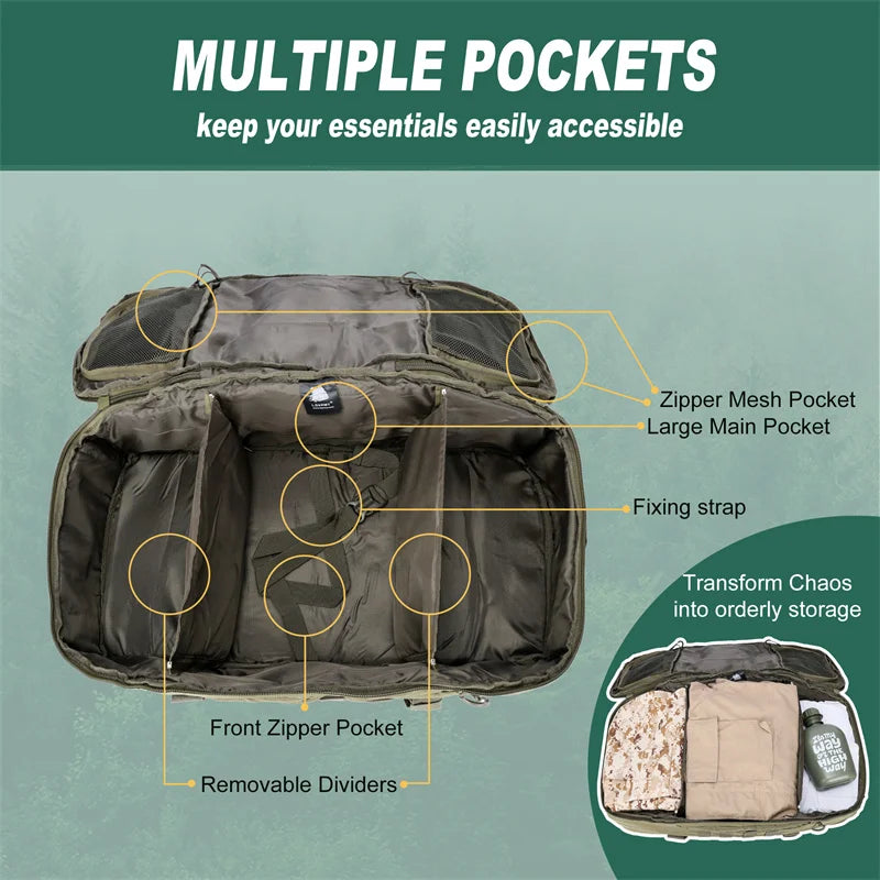 LQARMY Tactical Outdoor Backpack For Hiking Camping And Travel