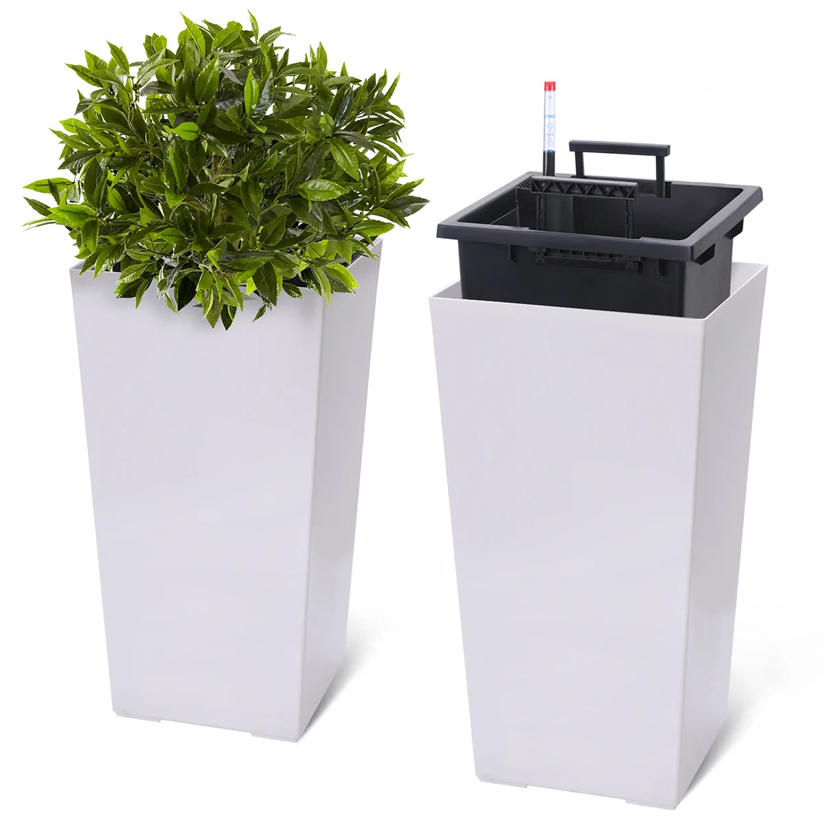 TWISTER.CK Rectangular Planters With Drainage And Water Level Monitor
