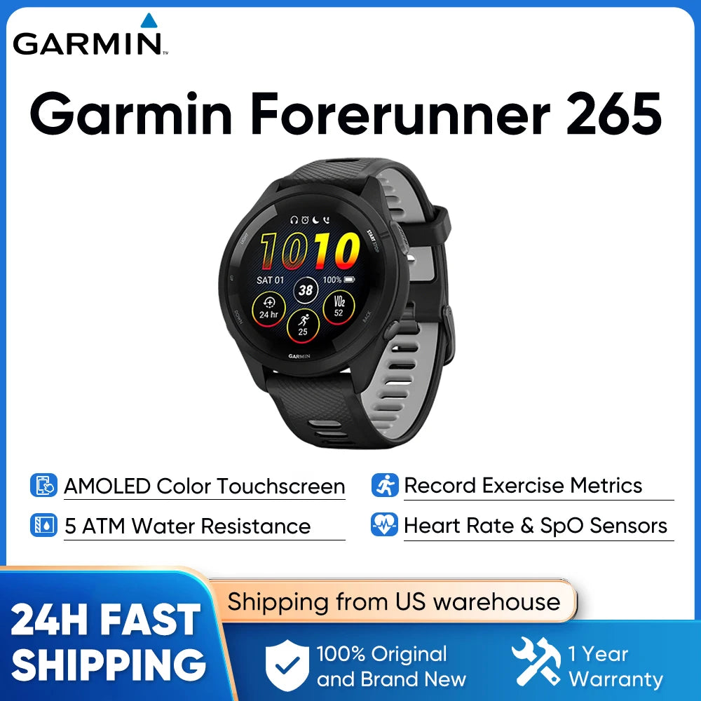 Garmin Forerunner 265 GPS Smartwatch AMOLED Display Heart Rate
