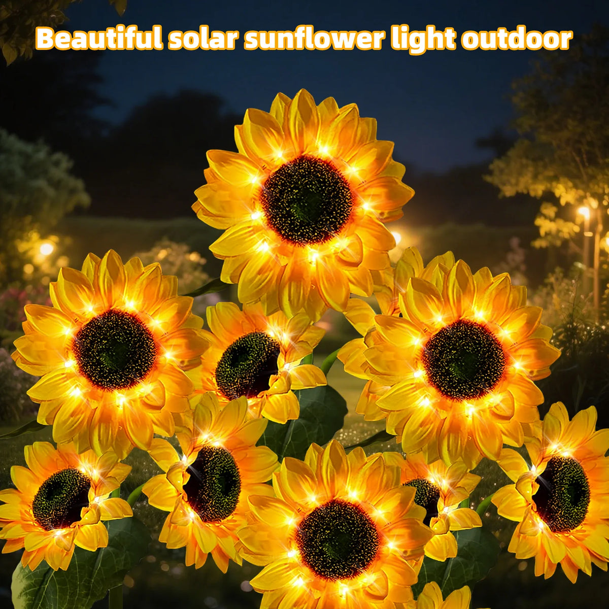LEDOOR Solar Sunflower LED Garden Light With Push Button