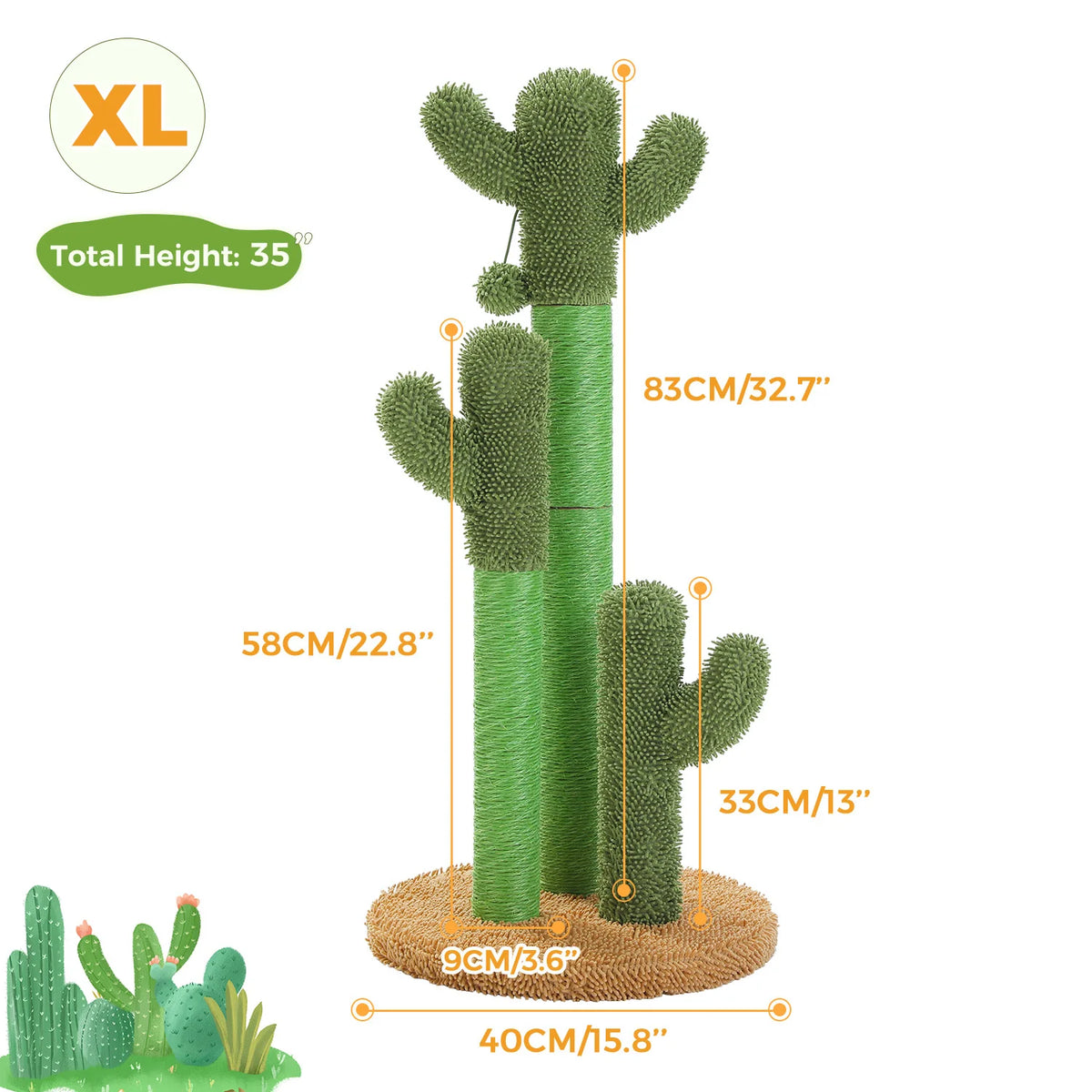 PAWZ Road Cactus Sisal Cat Scratching Post With Interactive Toy