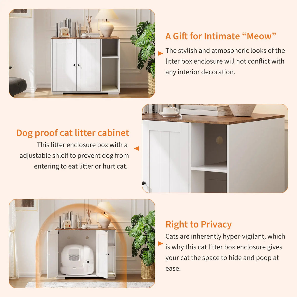 HiMISS Dog Proof Cat Litter Robot Enclosure With Shelf