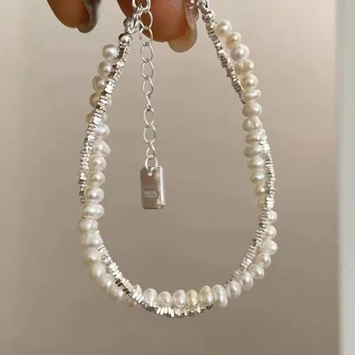 Womens Crystal Charm Double Layered Beaded Bracelet Jewelry Gift