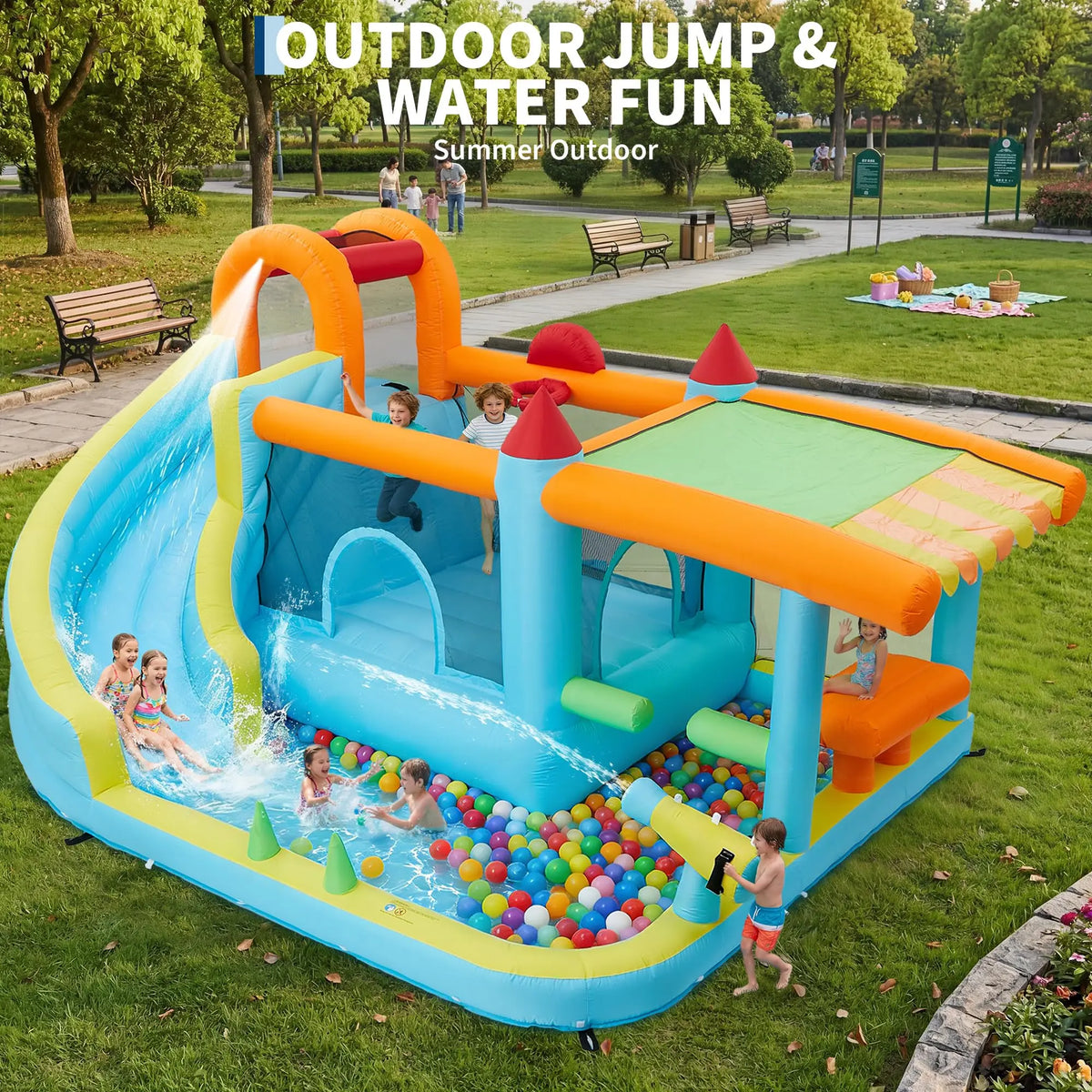 HiMISS Inflatable Bounce House With Slide For Kids Outdoor Play