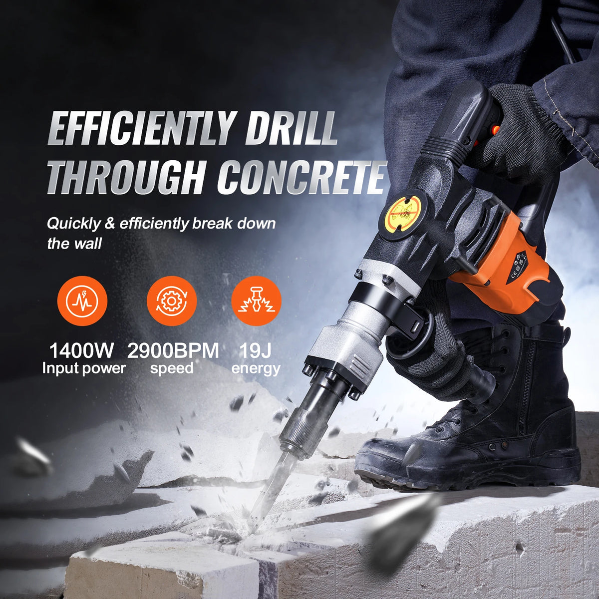 SucceBuy 1400W Heavy Duty Electric Demolition Jackhammer