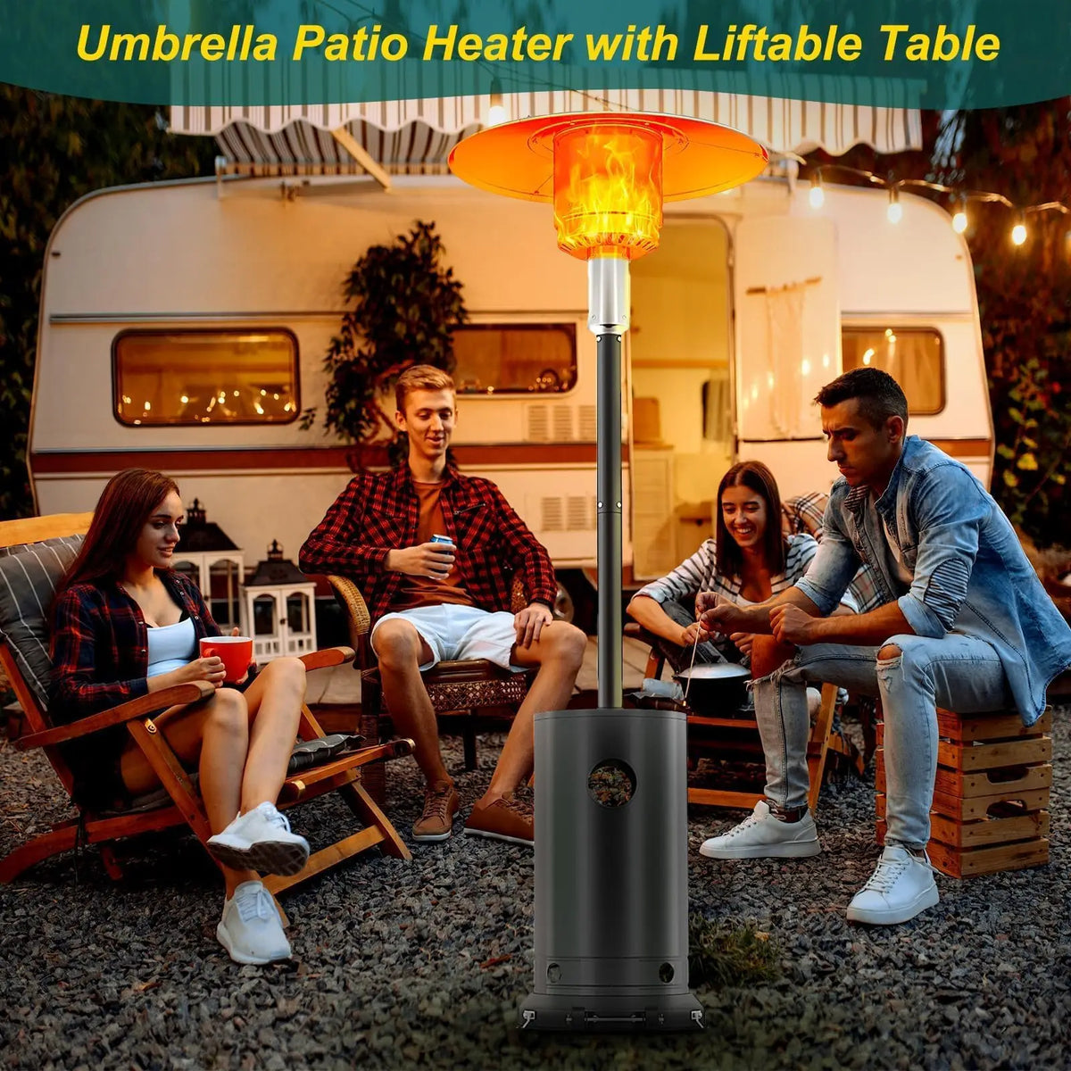 DishyKooker 48000 BTU Propane Patio Heater With Triple Safety Protection