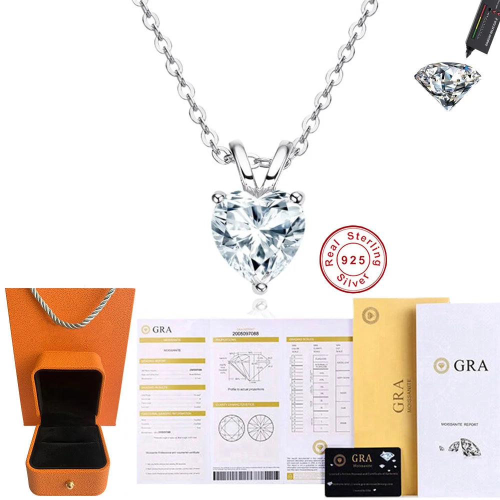CBTB Sterling Silver Moissanite Cross Heart Pendant Necklace for Women